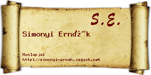 Simonyi Ernák névjegykártya